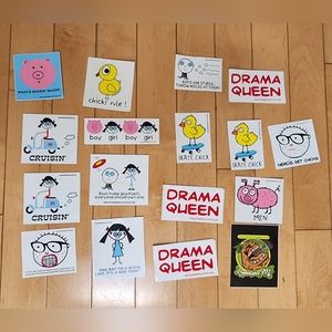 Stickers for the fun and irreverent. 17 pieces each group from David & Goliath